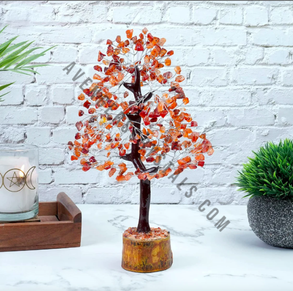 Red Carnelian Gemstone Chips Tree