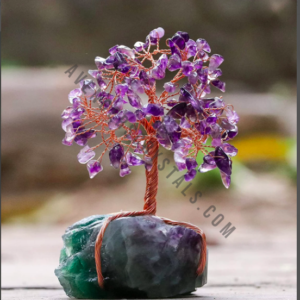 Amethyst Gemstone Chips Tree With Multi Fluorite Stone Base