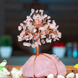 Rose Quartz Gemstone Chips Mineral Tree With Rose Quartz Base