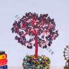 Blue Goldstone Gemstone Chips Tree with Aura Quartz Cluster Base