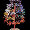 Seven Chakra Gemstone Chips Tree With Agate Slice Base
