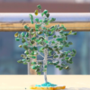 Green Jade Crystals Tree With Agate Slice Base