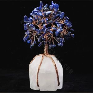 Lapis Lazuli Gemstone Chips Tree With Agate Base