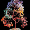Chakra Gemstone Crystals Chips Tree With Agate Slice Base