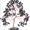 Black Agate Gemstone Crystals Chips Tree With Agate Slice Base