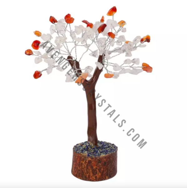 White Quartz & Red Carnelian Gemstone Chips Tree