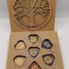 Heart Shape Seven Chakra Set with Tree of Life Wooden Box