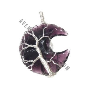 Amethyst Crescent Moon Wire Wrapped Pendant