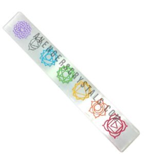Selenite seven chakra engraved Flat Wand