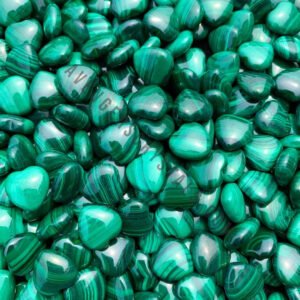 Malachite Gemstone Puffy Hearts