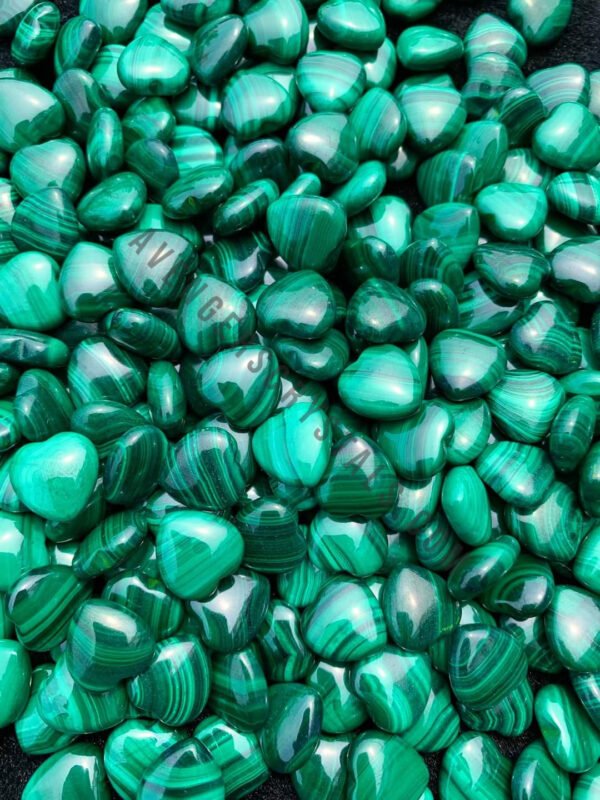 Malachite Gemstone Puffy Hearts