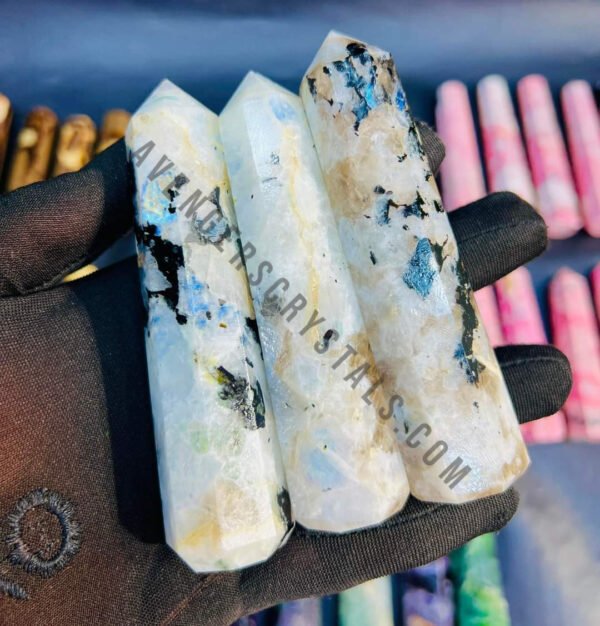 Rainbow Moonstone Crystal Obelisk Points AAA Quality