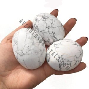 White Hawlite Crystal Palm Stones
