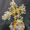 Blue Opal Gemstone Chips Tree With Amethyst Base Golden Wire Wrapped