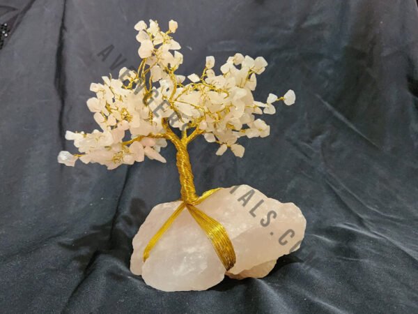 Rose Quartz Gemstone Chips Tree With Rose Quartz Stone Base