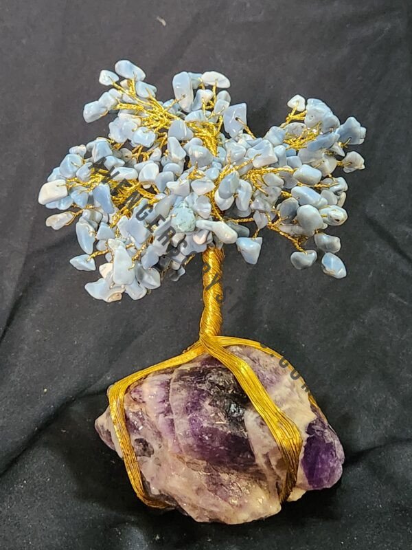 Angeolite Gemstone Chips Tree With Amethyst Stone Base