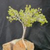 Peridot Gemstone Chips Tree With Clear Quartz Quartz Stone Base Silver Wire Wrapped