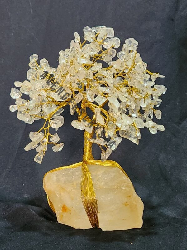 Clear Quartz Gemstone Chips Tree With Clear Quartz Stone Base
