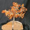 Red Carnelian Gemstone Chips Tree With Clear Quartz Stone Base Silver Wire Wrapped