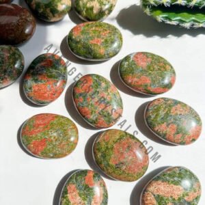 African Unakite Crystal Palm Stones