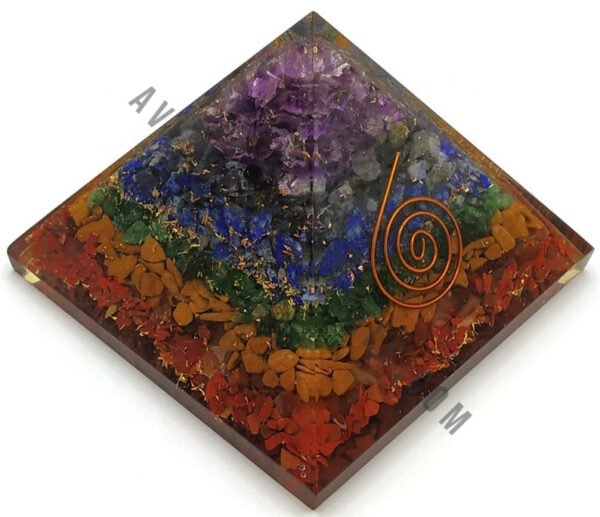 Seven Chakra Copper coil Orgone Pyramid