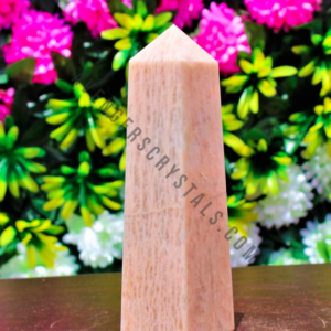Cream Moonstone Gemstone Obelisk Tower