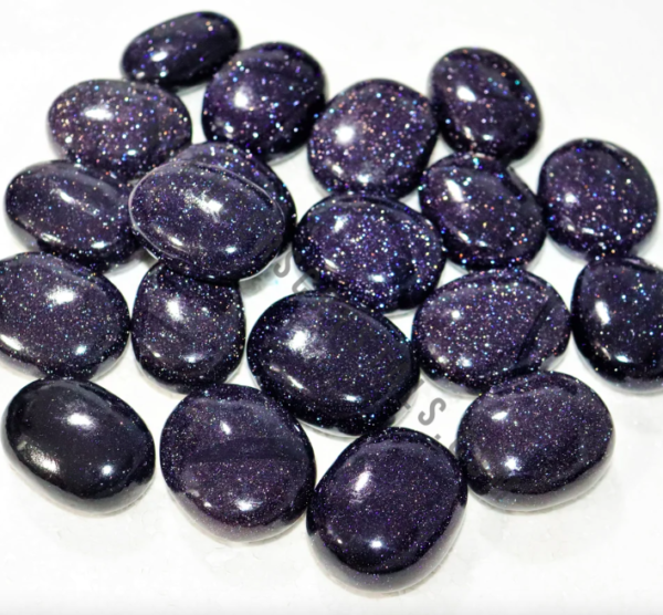 Blue Goldstone Sand Stone Crystal Palm Stones