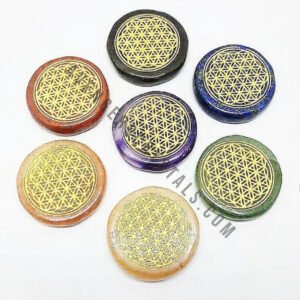 Seven Chakra Flower of Life Engraved Set