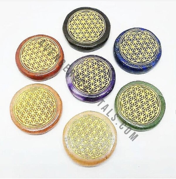 Seven Chakra Flower of Life Engraved Set