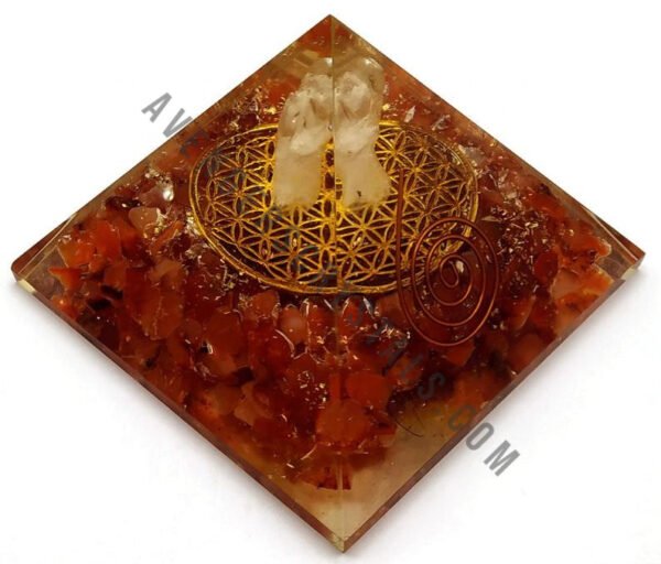 Red Carnelian Flower of Life Angel Orgonite Pyramid