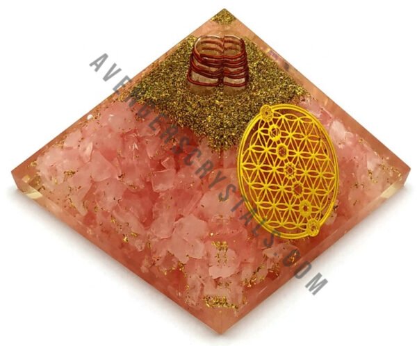 Rose Quartz Chakra Flower of Life Orgonite Pyramid