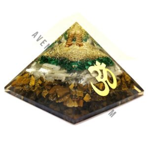 Tiger Eye Selenite Malachite OM Orgone Pyramid