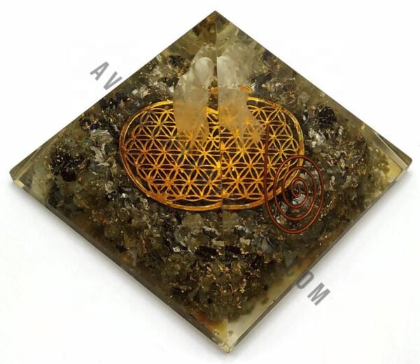 Labradorite Flower of Life Angel Orgone Pyramid