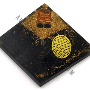 Black Tourmaline Flower of Life Orgonite Pyramid