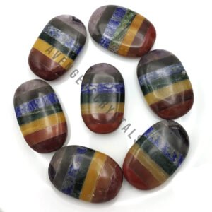 Seven Chakra Bonded Large Crystal Palm Stones