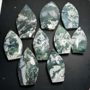 Moss Agate Crystal Flames