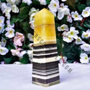 Zebra Calcite Gemstone Obelisk Tower