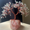 Multi Fluorite Gemstone Chips Tree With Rose Quartz Base
