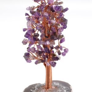 Amethyst Gemstone Chips Tree With Agate Slice Base