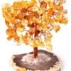 Dyed Citrine Gemstone Chips Tree With Agate Slice Base