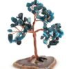 Blue Apatite Crystals Chips Tree With Agate Slice Coaster Base