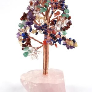 Multi Crystals Chips Tree With Rose Quartz Base