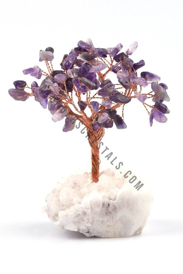 Lepidolite Gemstone Chips Tree With Agate Cluster Base
