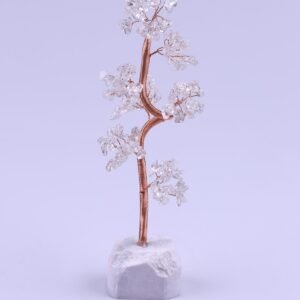 Clear Quartz Gemstone Chips Spiral Shape Tree With Agate Stone Base