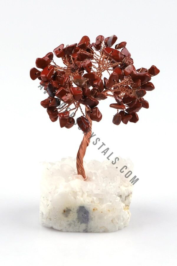 Red Jasper Gemstone Chips Tree With Agate Cluster Base