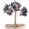 Lapis Lazuli Gemstone Chips Cros Shape Tree With Agate Slice Coaster Base