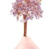 Amethyst Gemstone Chips Tree With Rose Quartz Base