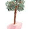 Green Aventurine Gemstone Chips Tree With Rose Quartz Base