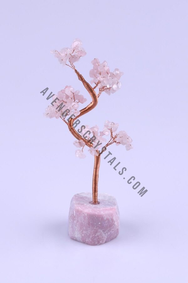 Rose Quartz Spiral Gemstone Chips Tree With Rose Quartz Base