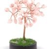 Rose Quartz Crystals Chips Tree With Black Agate Slice Base